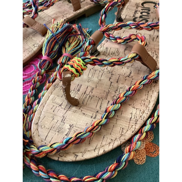 Circus by Sam Edelman Braided Lace Up Sandals 8.5 Multi Color Boho - Picture 2 of 4